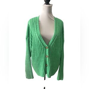 A New Day  
Green Ribbed Knit V Neck Long Sleeve 
Cardigan